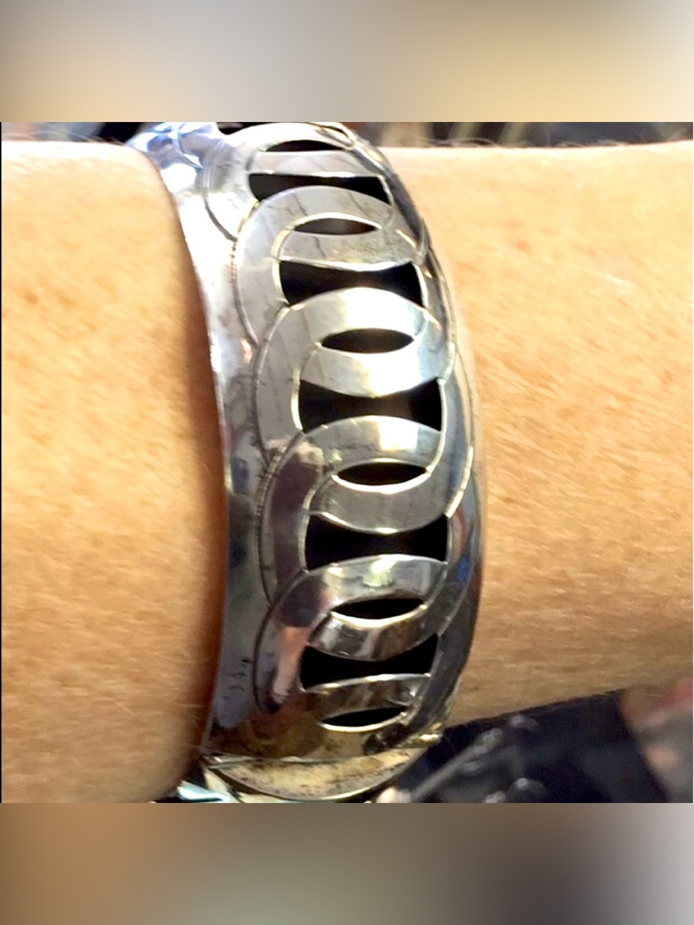 Sterling wide hinge  bangle bracelet